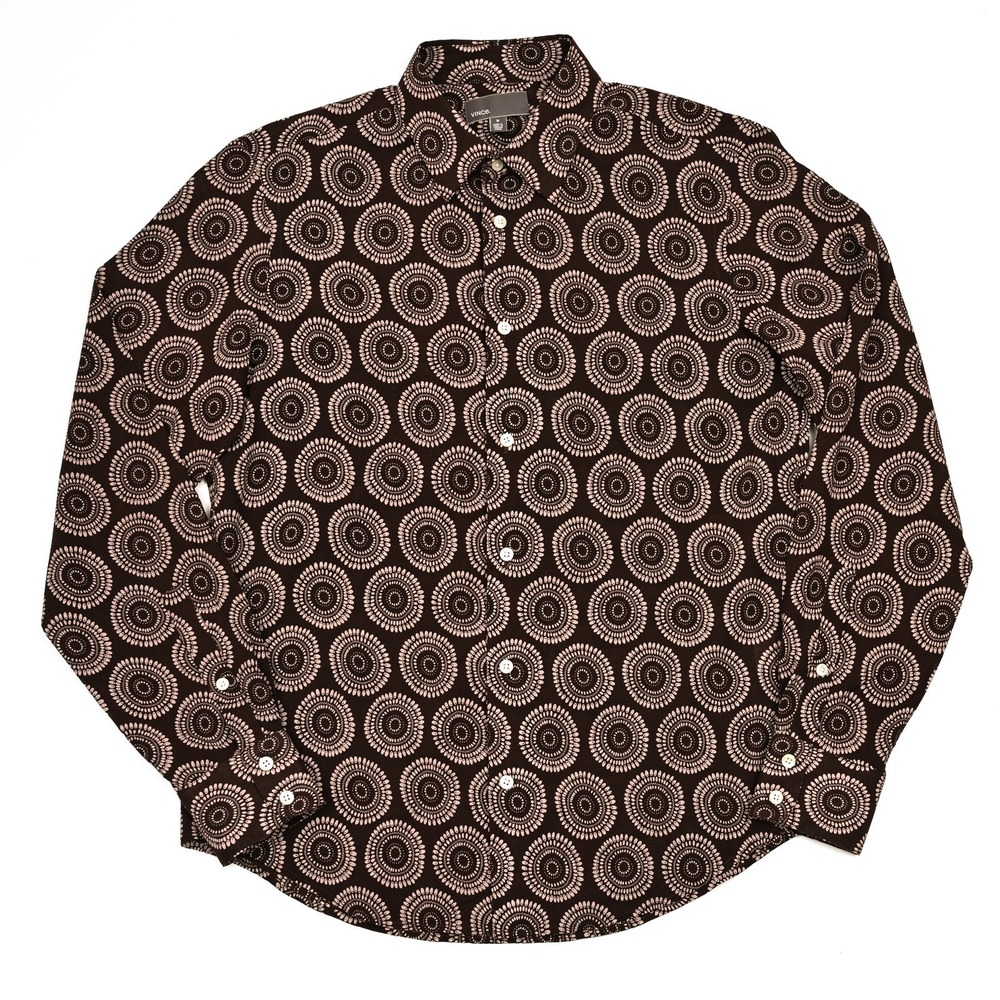 Vince Men's Medium Button‎ Up L/S Shirt Geometric Casual Soft Lightweight Preppy - Picture 2 of 9